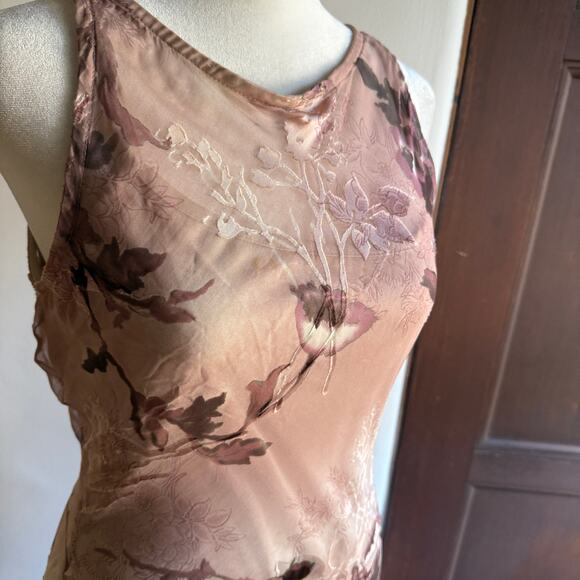 ALEXIA ADMOR | Y2K Style Burnout Silk Asymmetrical hem Mermaid Midi Dress Small - Picture 2 of 7